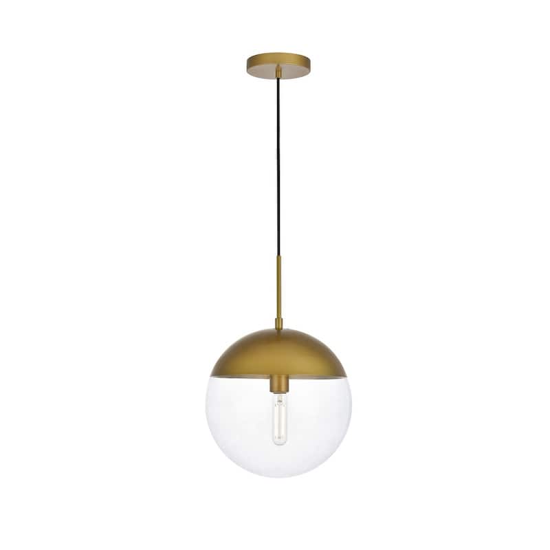 1-Light Pendant with 12 inch Clear Glass - Brass