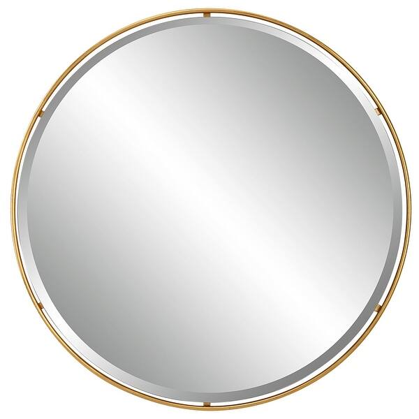 slide 1 of 1, Uttermost 09832 Canillo 40" Diameter Circular Framed Bathroom Mirror Antique Gold Leaf