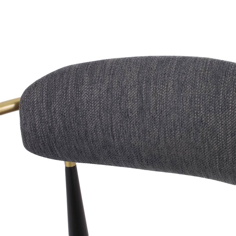 Upholstered Dining Chairs Set of 2 with Gold Trim Iron Frame and Open Backrest