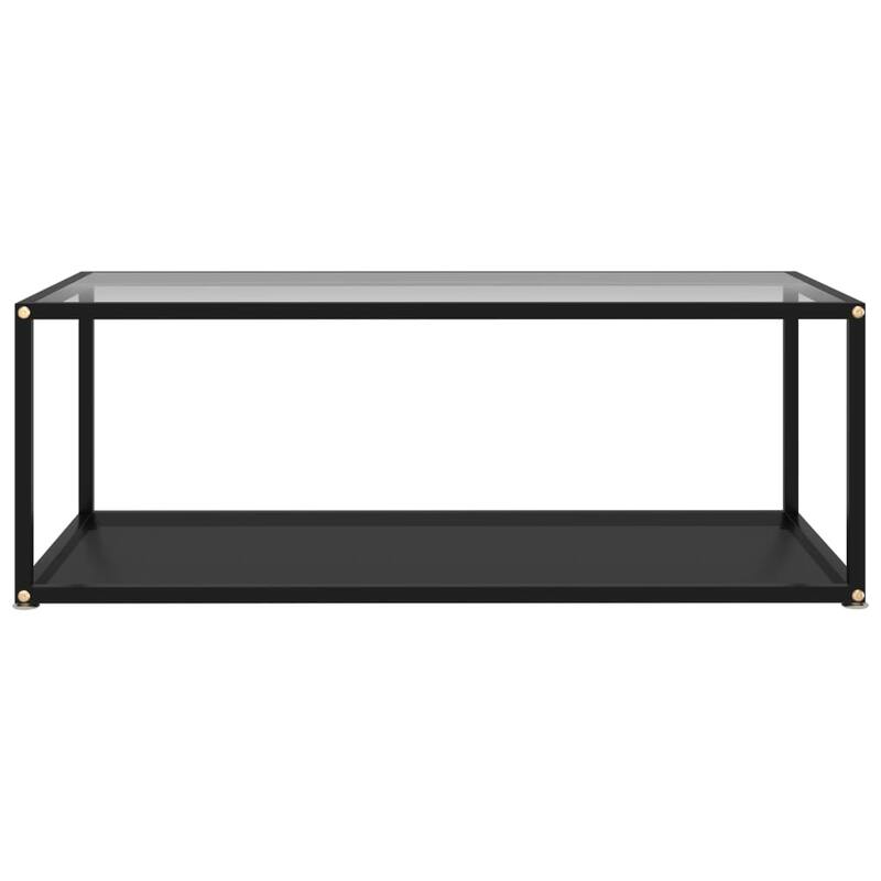 vidaXL Coffee Table Transparent and Black 39.4"x19.7"x13.8" Tempered Glass - 39.4" x 19.7" x 13.8"