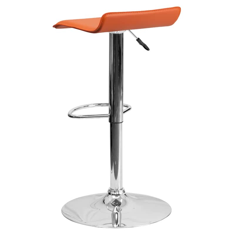 2 Pack Contemporary Vinyl Adjustable Height Barstool with Solid Wave Seat - 15"W x 15"D x 25.5" - 34"H