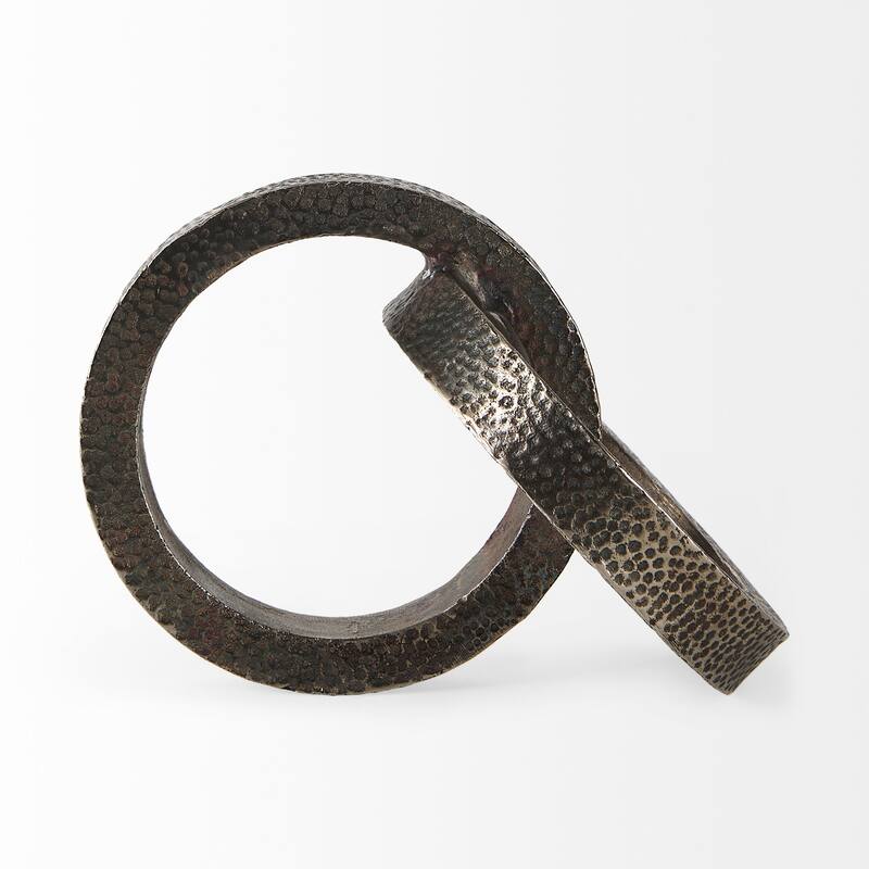 Rafiki 7.9L x 5.9W x 5.9H Two Blackened Hammered Finish Metal Conjoined Circles