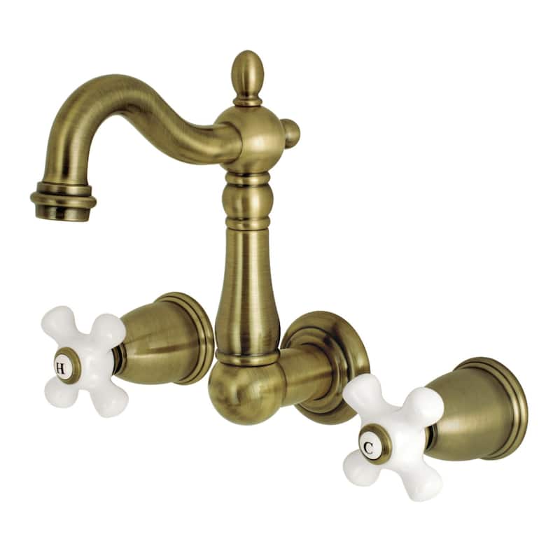 Kingston Brass Heritage 1.2 GPM Wall Mounted Bathroom Faucet with - Vintage Brass
