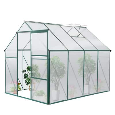 8x6 FT Walk-in Greenhouse With Sliding Door and Vent Window Grey Frame