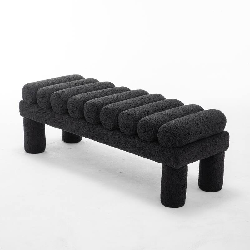 SEYNAR Modern Teddy Velvet Upholstered Rentangle Ottoman