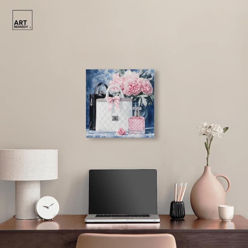 Pink Porcelain Purse and Perfume Canvas by Art Remedy, Gallery Wrapped