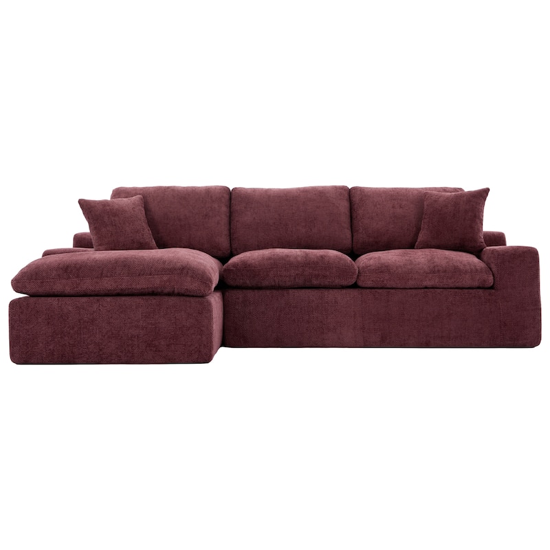 107.9" Chenille Modular Sectional Sofa with Double-Layer Cushions and Side Pockets
