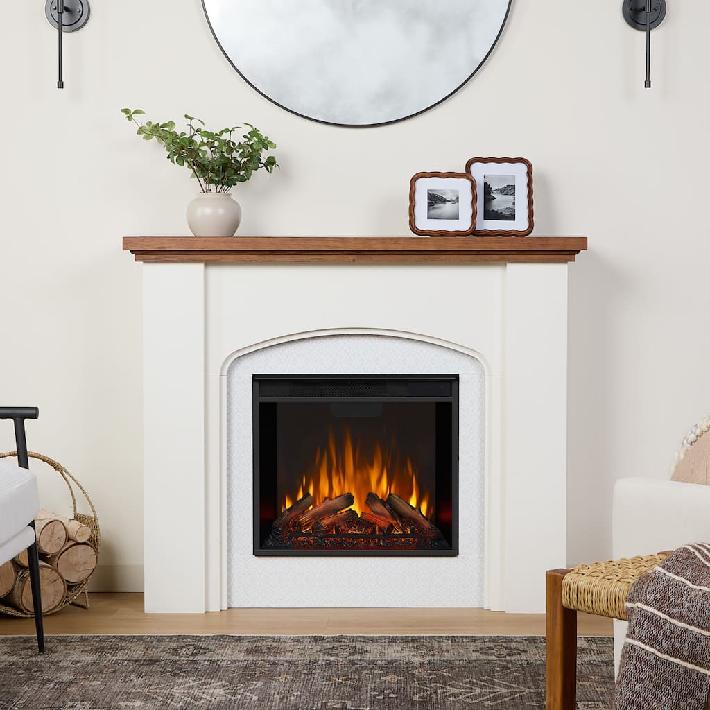 Anika 49" Electric Fireplace Mantel in White Stucco by Real Flame