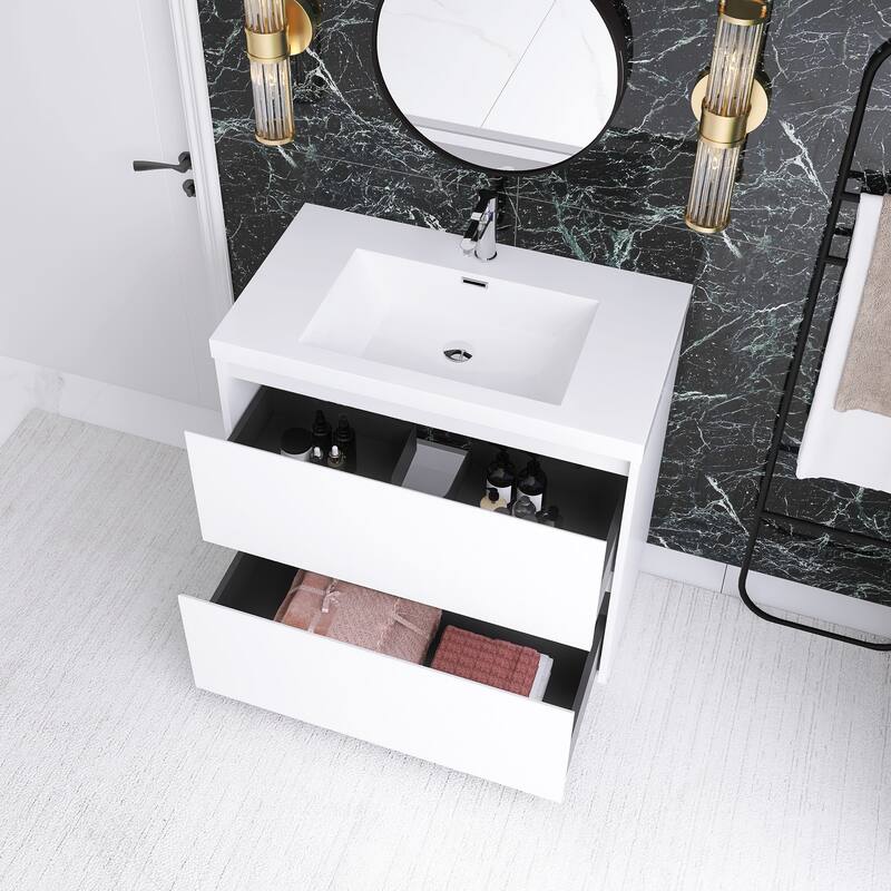 Floating Bathroom Vanity with Integrated Resin Top
