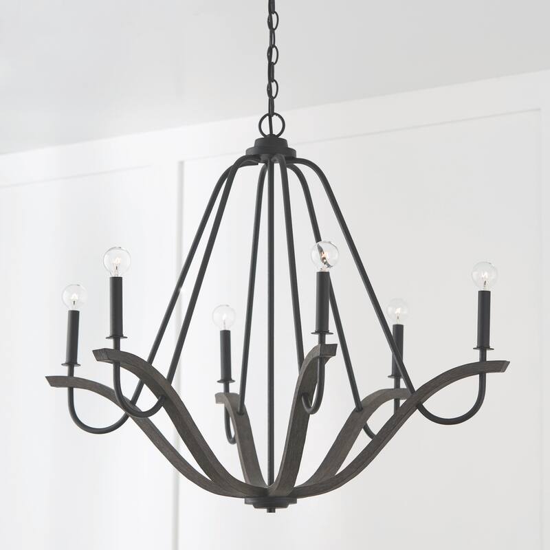 Clive 6-light Carbon Grey & Black Iron Chandelier