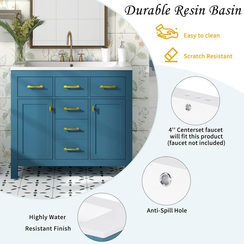Storage Cabinet for Bathroom Vanity Set with 4 Drawers and 2 Cabinets