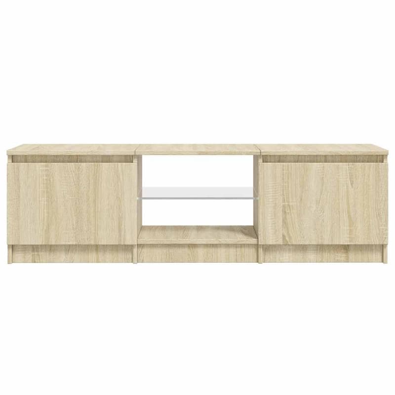 vidaXL TV Cabinet with LED Lights Sonoma Oak 55.1x15.7x14.2" - 55.1" x 16" x 14"