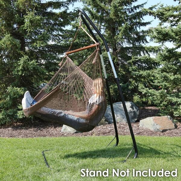 Shop Sunnydaze Soft Polyester Extra Large Hanging Rope Caribbean Hammock Chair Mocha Without Stand Overstock 29156173