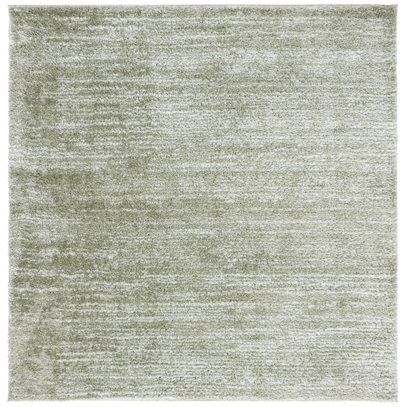 SAFAVIEH Tahoe Shag Yaprak Abstract 1.2-inch Thick Rug - 5' Square - Sage/Ivory - Square