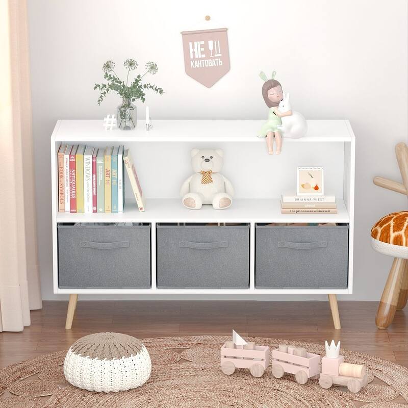 Kids Toy Storage Box Organizer with Bookcase for Books,Toys