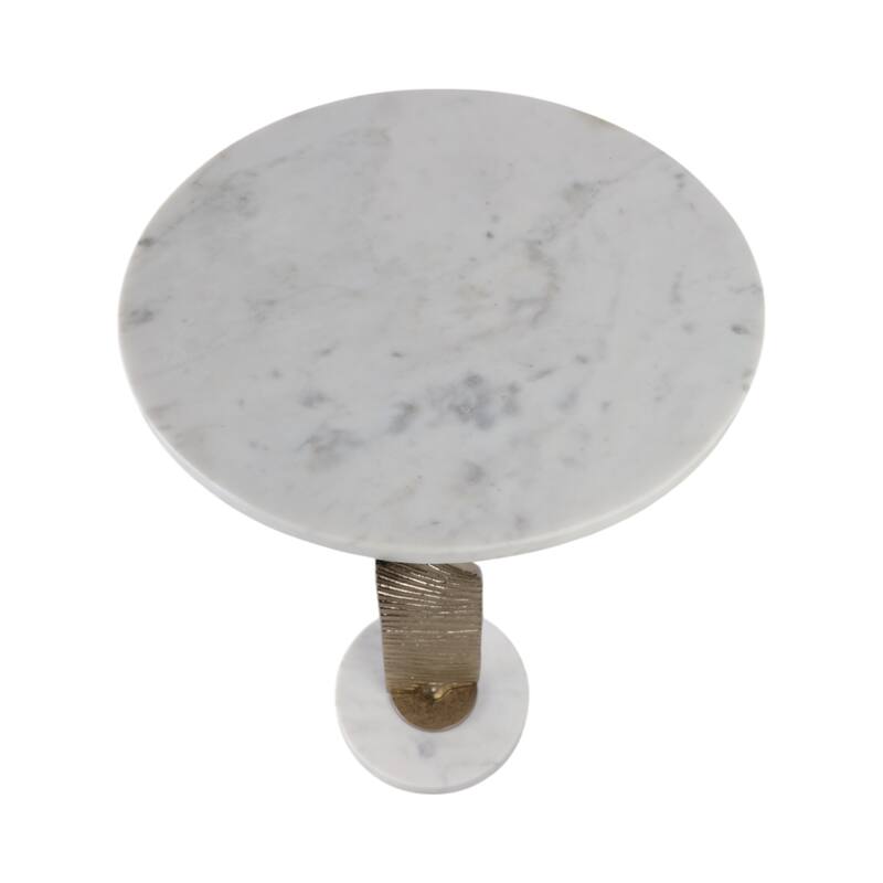 Marble Top Twisted Metal Base End Table - 24"