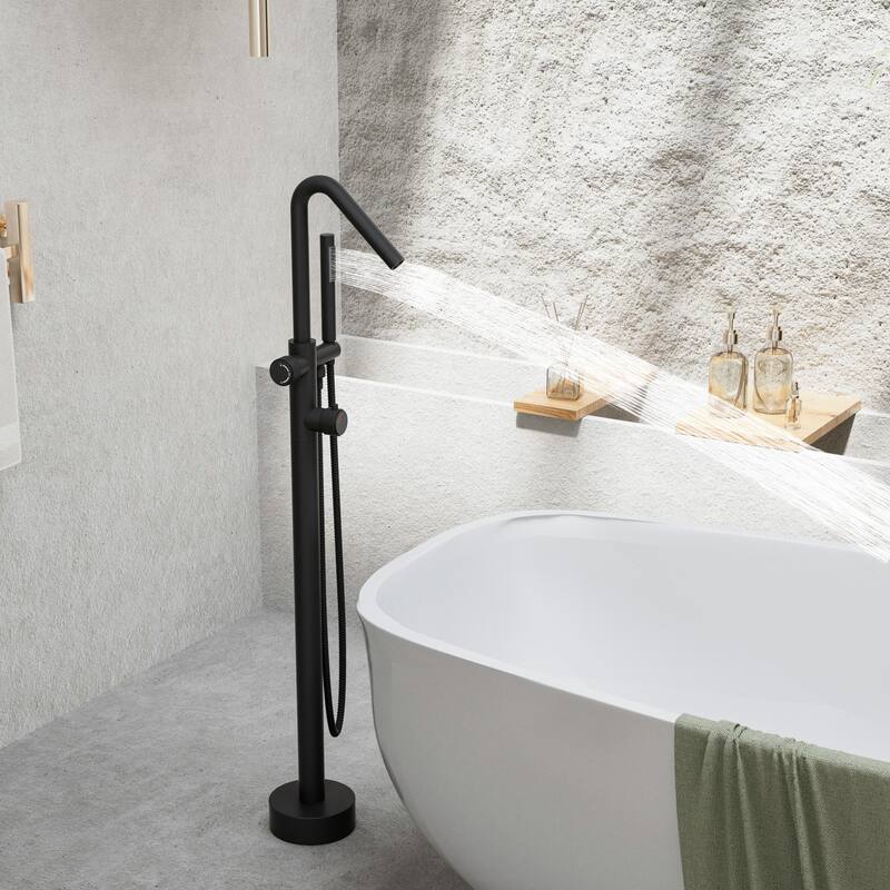 Modland 46''H Outdoor Shower System 316 Stainless Steel Thermostatic Freestanding Poolside Faucet with Swivel Spout - 46'' H