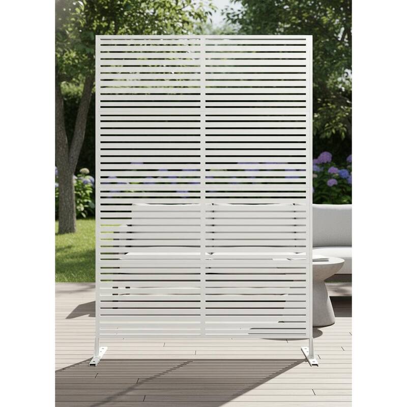 2 pcs 70" H Decorative Metal Garden Fences, Rust-Proof Scroll Design - White