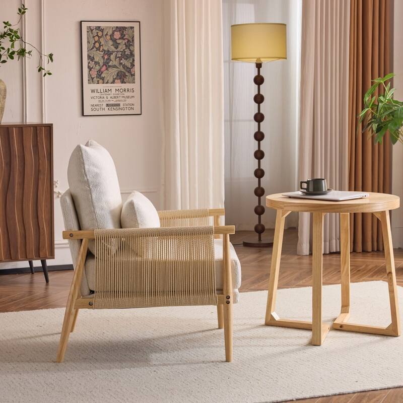 Chenille Accent Chair with Pillow