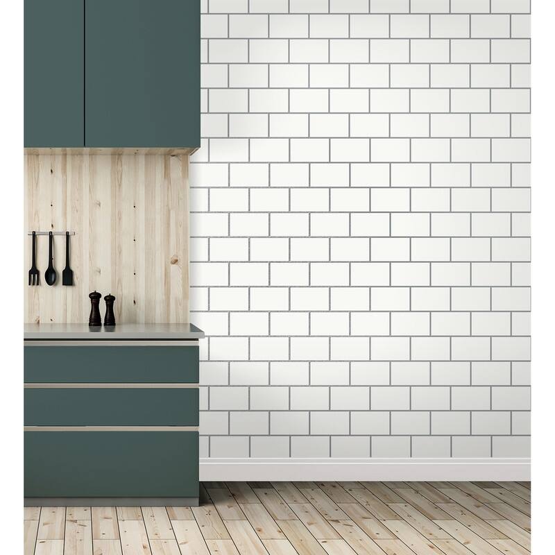 Fine Decor Metro Silver Tile Wallpaper