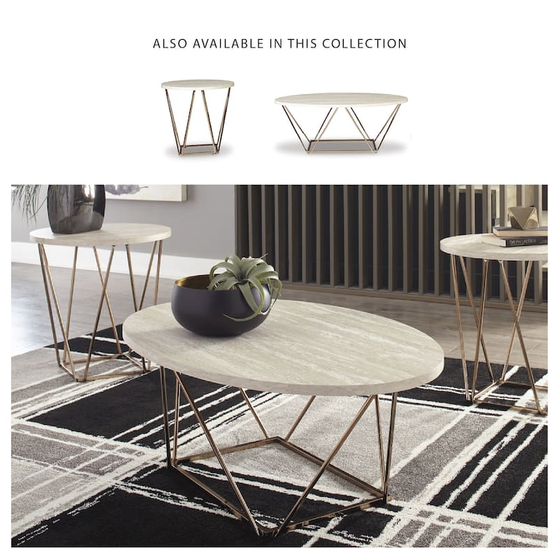 Signature Design by Ashley Tarica Gold-tone Faux Marble 3-piece Table Set