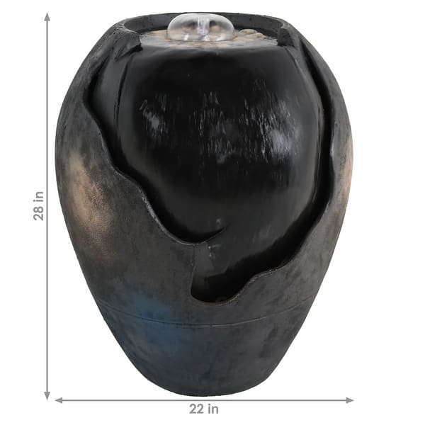 Sunnydaze Black Raku Basin Outdoor Water Fountain Patio & Backyard ...