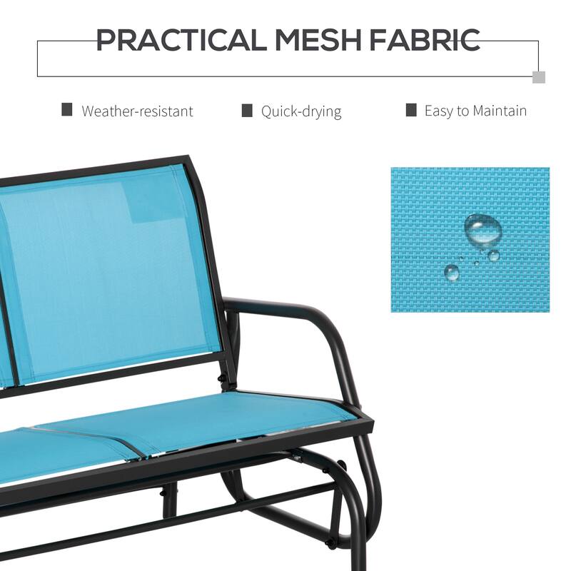 2-Person Outdoor Glider Bench, Patio Double Swing Rocking Chair Loveseat with Powder Coated Steel Frame for Backyard, Garden