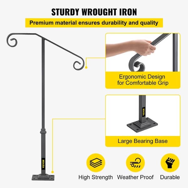 Single Post Support Single Post Handrail Wrought Iron Post Mount Step Grab Supports in ...
