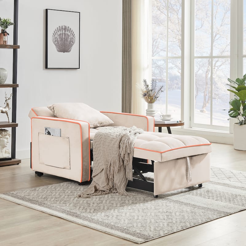 GDFStudio - Flora Modern 3-in-1 Convertible Sleeper Chair Sofa Bed, Adjustable Pull-Out Sofa with Storage