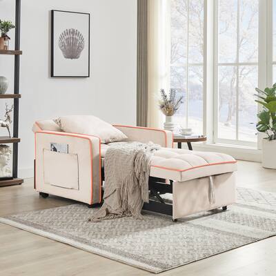 Multifunctional Velvet Sleeper Sofa Chair - Convertible Couch, Chaise & Ottoman
