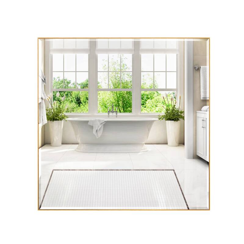 Aluminum Framed Rectangle Beveled Bathroom Wall Mirror