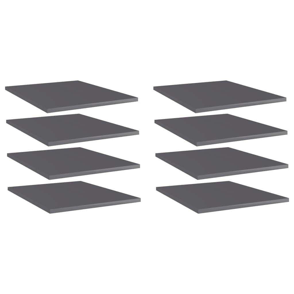 vidaXL Bookshelf Boards 8 pcs High Gloss Gray 15.7"x19.7"x0.6" Chipboard