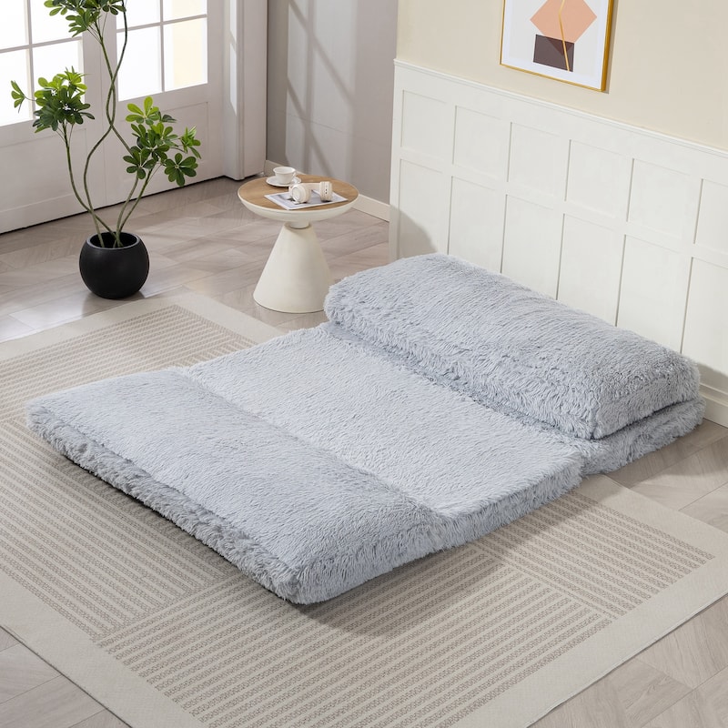 HOMCOM Bean Bag Floor Sofa Bed, Contemporary Plush Wide Folding Floor Mattress, Foam Filling Wall Couch Sleeper