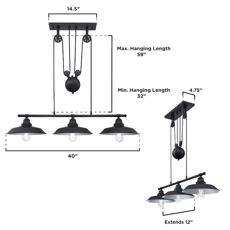 Westinghouse Lighting Iron Hil 3-Light Pulley Pendant