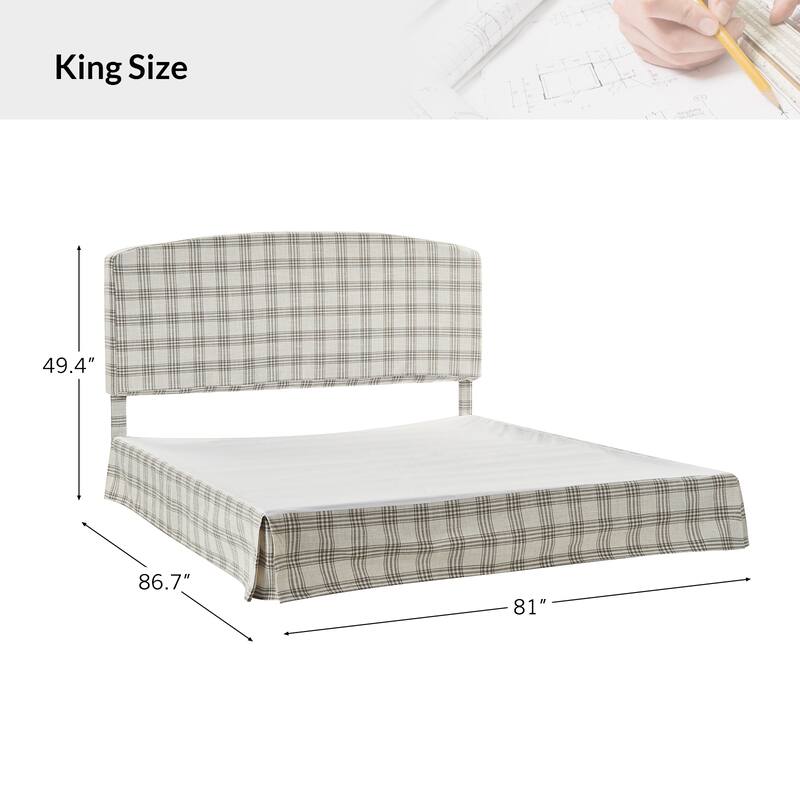 Knut Traditional 2 Piece Bedroom Upholstered Platform Bed with Washable Slipcover Set-QB by HULALA HOME