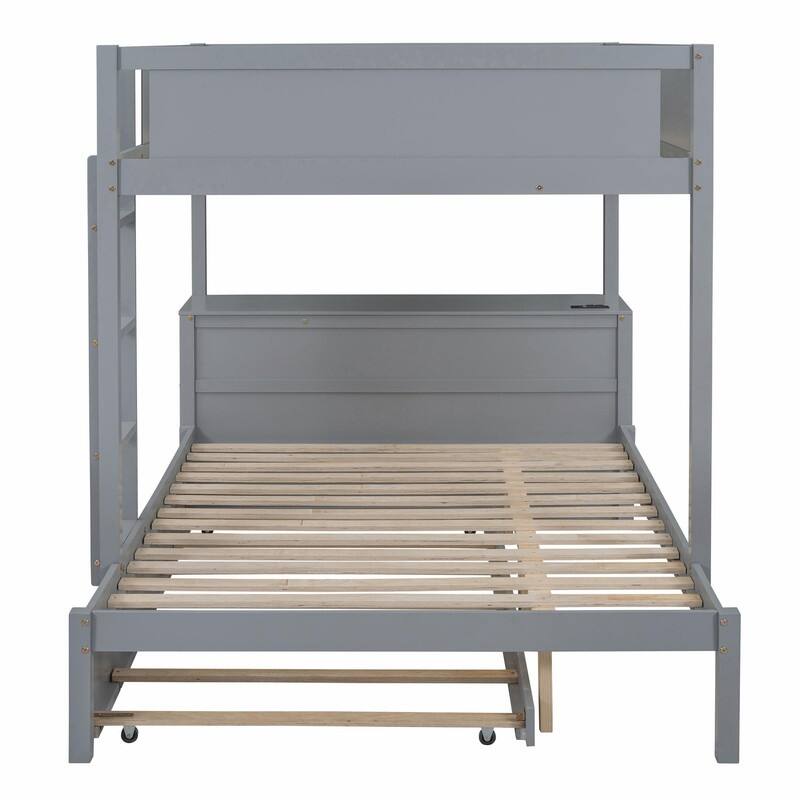 Full-Over-Full Bunk Bed with Twin Trundle, Storage & Built-In Desk