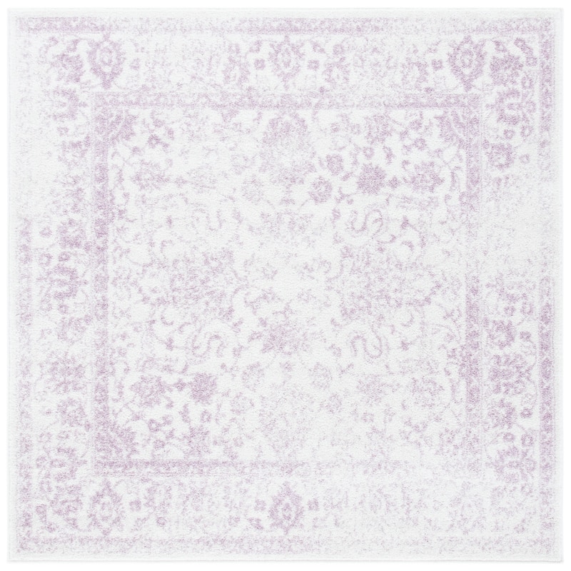 SAFAVIEH Adirondack Dakota Rustic Shabby Chic Distressed Rug - 6' x 6' Square - Ivory/Lavender