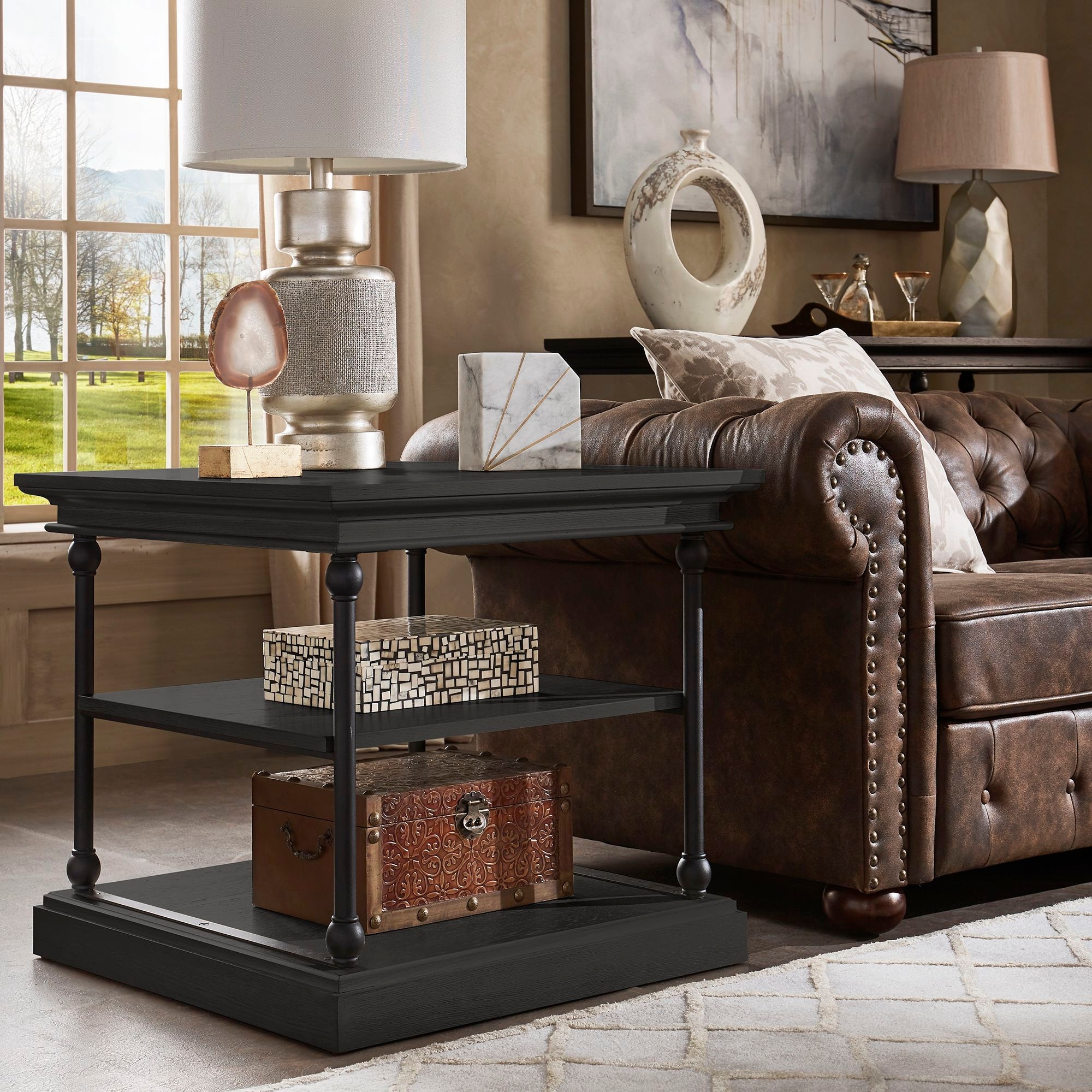 iNSPIRE Q Artisan Barnstone Cornice Accent Storage Side Table