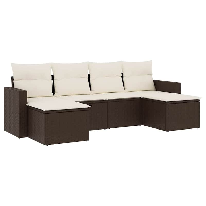 vidaXL Garden Sofa Set Brown and Cream White - 21.7 x 21.7 x 14.6