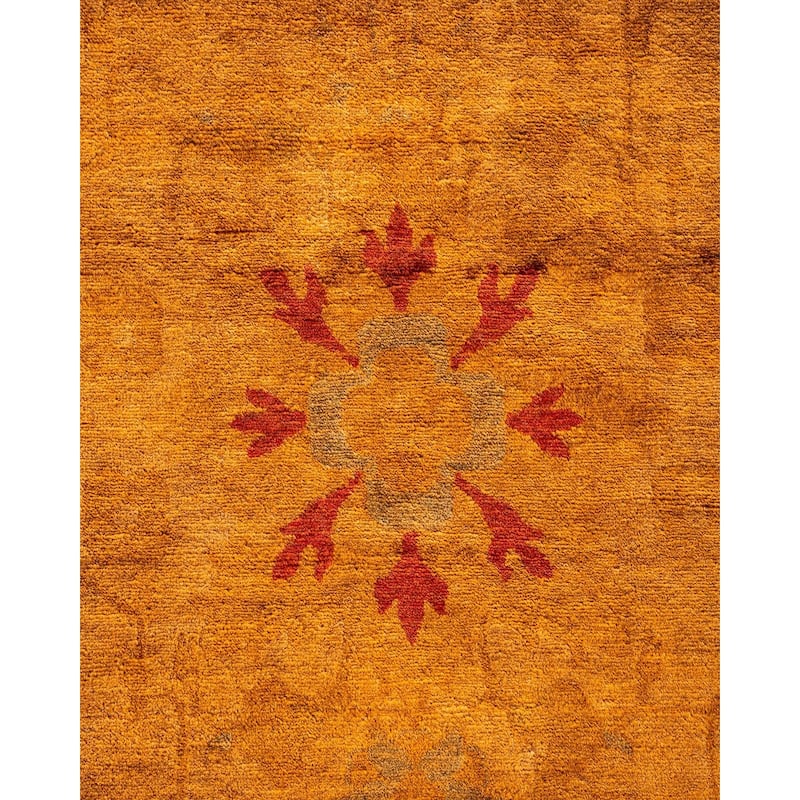 Overton Handknotted Wool Vintage Inspired Contemporary Overdyed Yellow Area Rug - 16' 0" x 12' 4"
