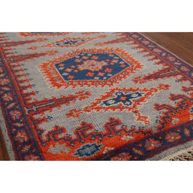 Gray Viss Indian Runner Rug Handmade Wool Carpet - 2'8"x 10'0"