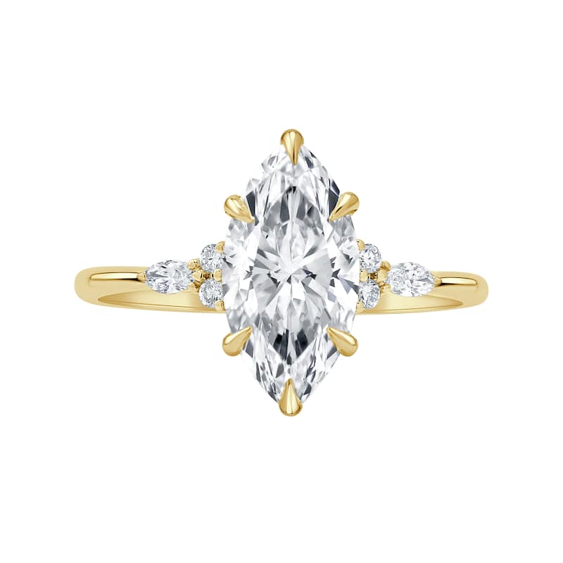 Auriya 14k Gold 5 3/5ctw Lab grown Marquise Nature's Inspired Diamond Engagement Ring (F-G VS) - Yellow - 6.5
