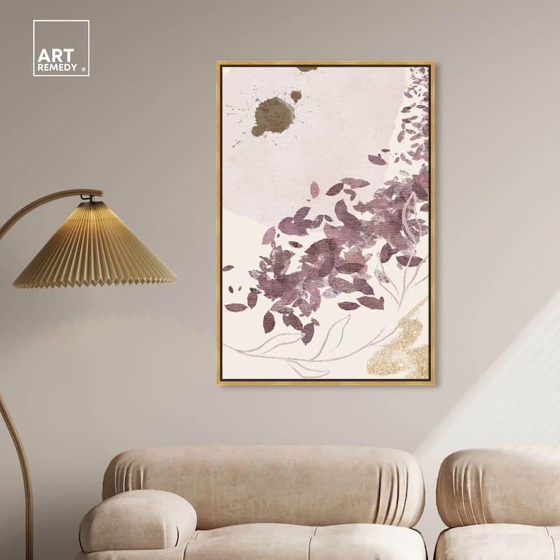 Art Remedy Golden Vineyards Framed Boho Abstract 1 Piece Canvas Wall Art