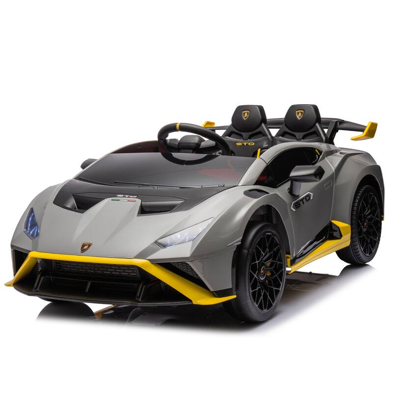 Lamborghini Huracan Sto 24V Kids Electric Ride-On Drift Car:Speeds 1.86-5.59 MPH,Ages 3-8, Foam Front Wheels,Drift Feature - Gray