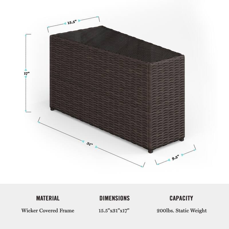 Martha Stewart Outdoor Modular Rattan Wicker Sectional Sofa Seats & Side Table - 33"W x 31"D x 30"H