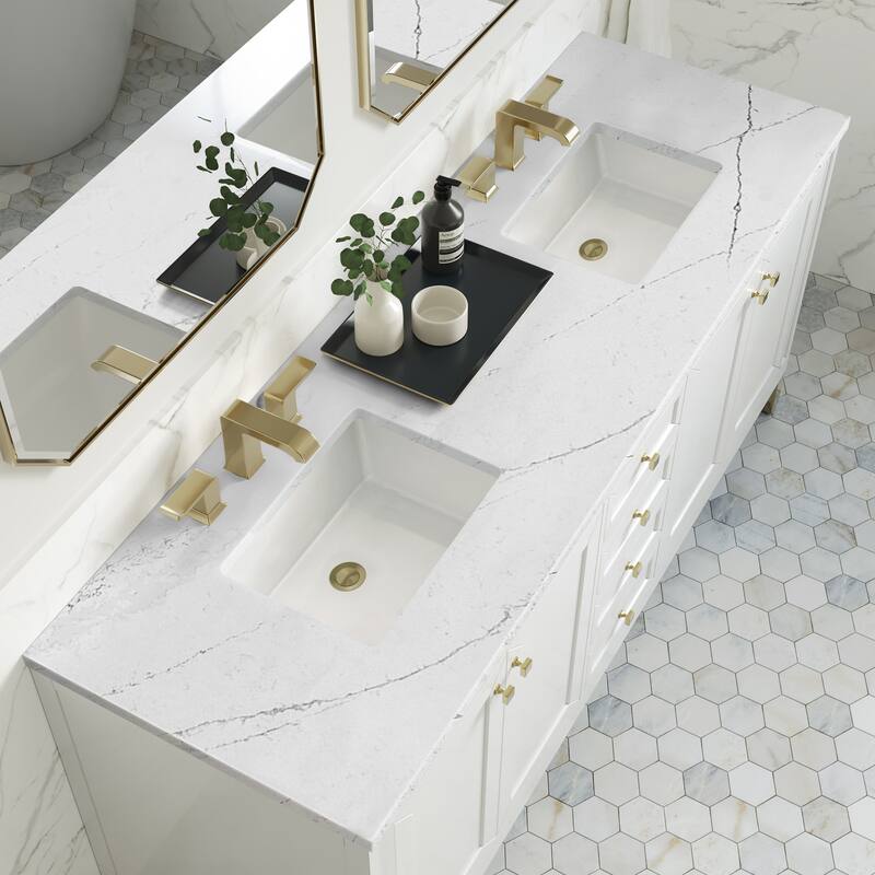 Chicago 72" Double Vanity, Glossy White, w/FreePower Wireless Charger