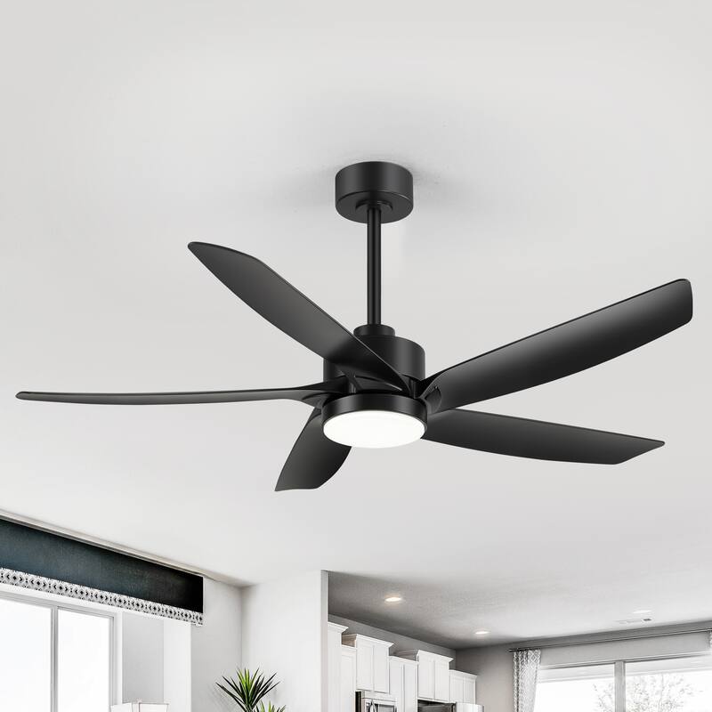 54-inch 5-Blade Integrated LED Ceiling Fan with Light and Remote - Black