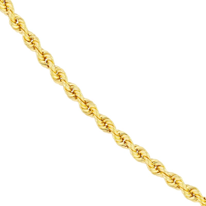 Curata 10k Yellow Gold 2.9mm Hollow Rope Chain Necklace (Lobster)