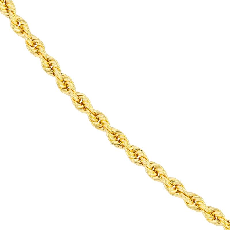 Curata 14k Yellow Gold 2.9mm Hollow Rope Chain Necklace (Lobster)