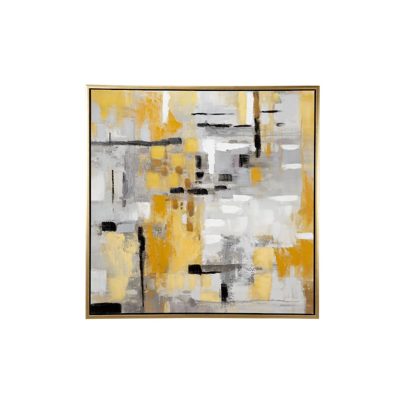 Canvas Abstract Framed Wall Art with Gold Frame - Gold - Roche River Decor